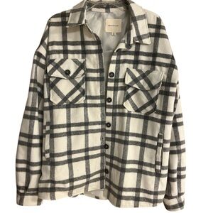 Thread & Supply Gray and Cream Checkered Utility Jacket